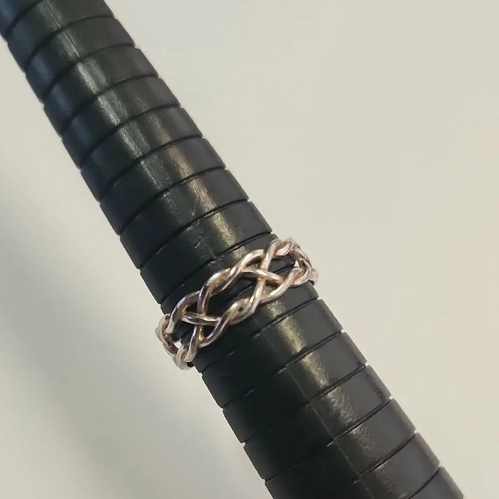Silver Plated Braided Women's Ring 7.5 ,marked Cw 925